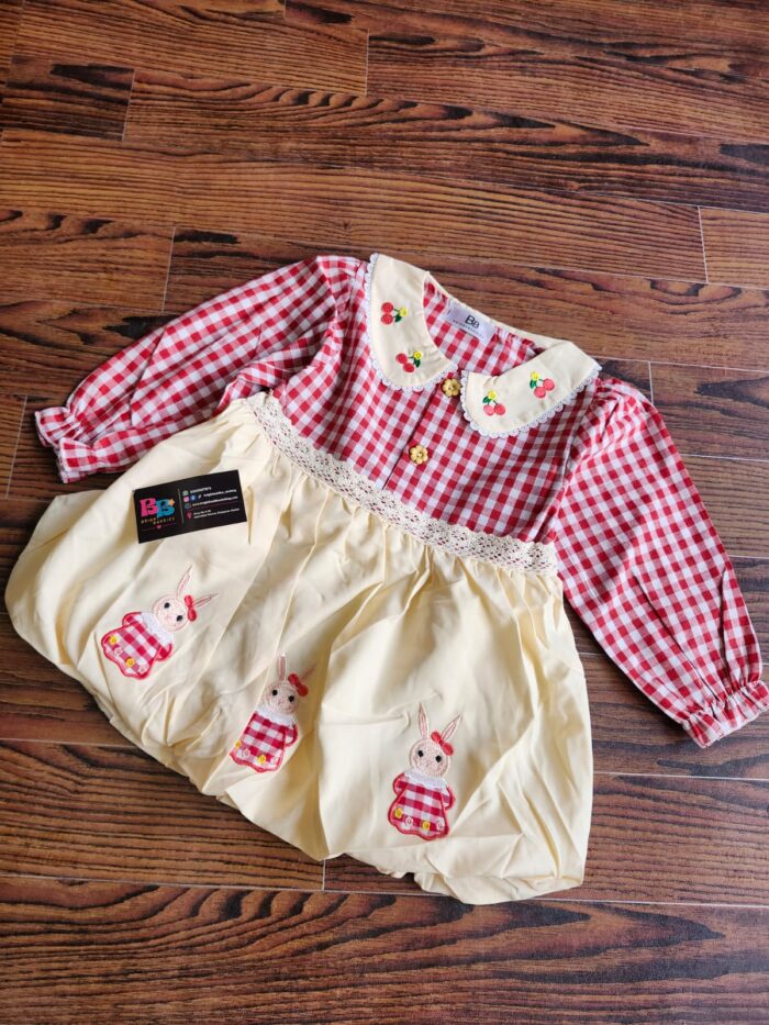 Red Gingham Cherry & Bunny Frock