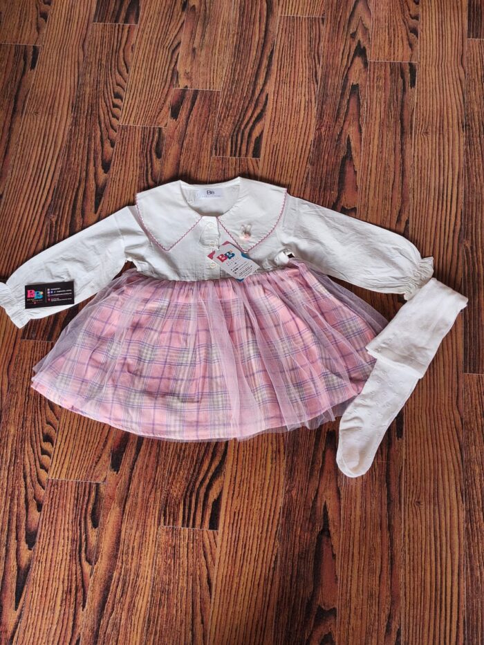 Candy Pink Lace Dress & Tights